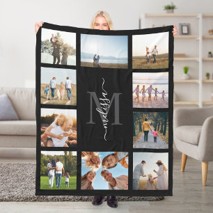 Couverture Polaire Monogramme Personnalisé 10 Photo Collage