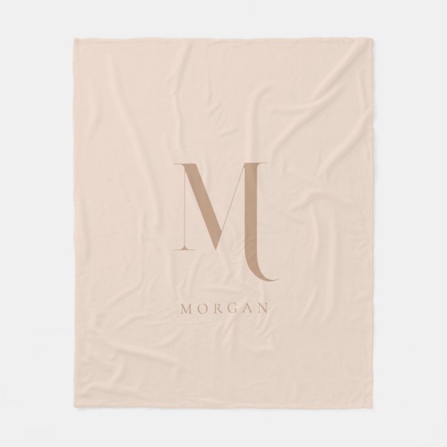Couverture Polaire Monogramme personnalisé beige moderne (Devant)