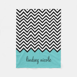 Couverture Polaire Monogramme personnalisé Chevron moderne noir et tu