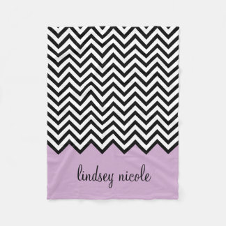 Couverture Polaire Monogramme personnalisé Chevron noir et violet