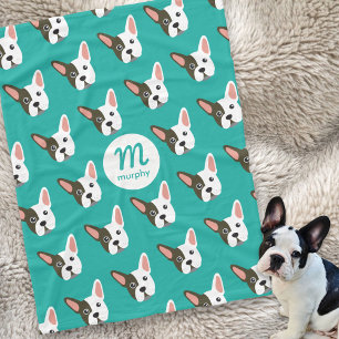 Couverture Polaire Monogramme personnalisé Chien à chien roux fran