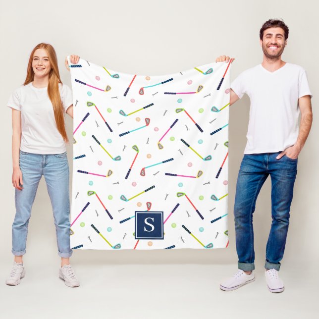 Couverture Polaire Monogramme personnalisé Cute Motif de golf Femmes (En situation)
