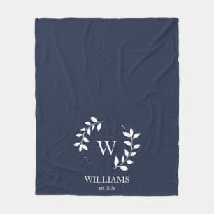 Couverture Polaire Monogramme Personnalisé Marine Blue Initiale