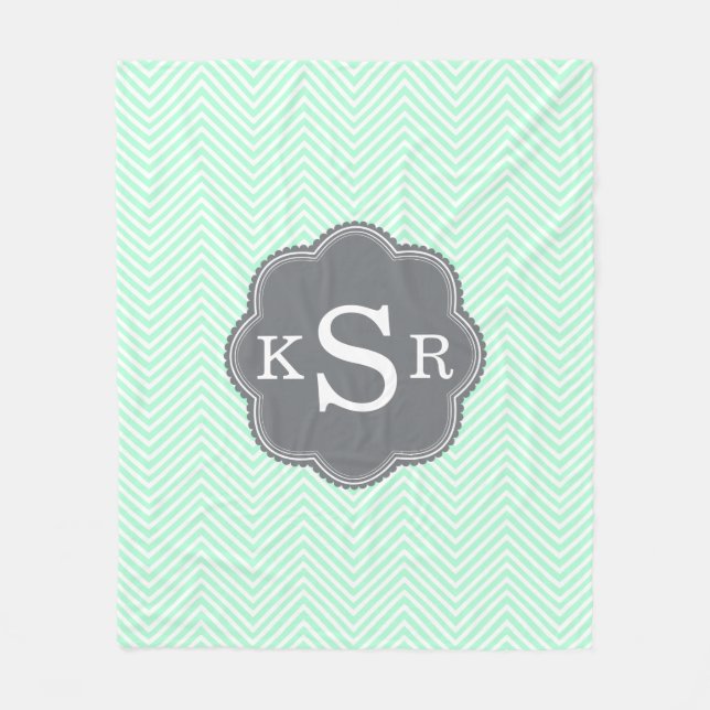 Couverture Polaire Monogramme personnalisé par Chevron d'Aqua (Devant)