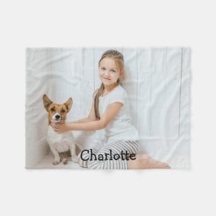 Couverture Polaire Monogramme personnalisé photo moderne tendance amu