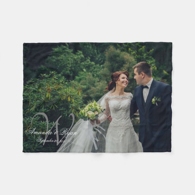 Couverture Polaire Monogramme personnalisé photo Newlyted Keepsaké (Devant (Horizontal))