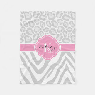 Couverture Polaire Monogramme personnalisé Poster de animal gris et r