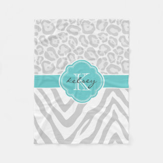 Couverture Polaire Monogramme personnalisé Poster de animal gris et t