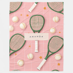 Couverture Polaire Monogramme Personnalisé Retro Tennis Racket Motif