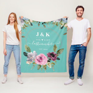 Couverture Polaire Monogramme personnalisé rose et bordeaux