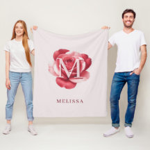 Monogramme personnalisé Rose rose Élégant Crème