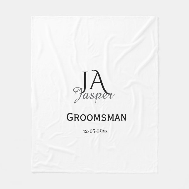 Couverture Polaire Monogramme personnalisé témoin nom date (Devant)