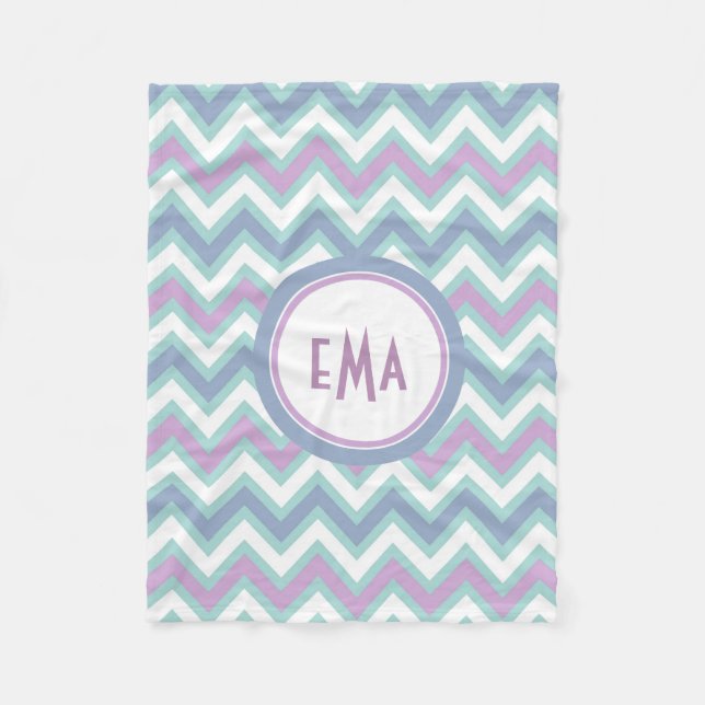Couverture Polaire Monogramme Retro coloré Chevron Zigzag Motif (Devant)