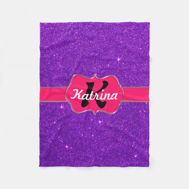 Couverture Polaire Monogramme rose au néon sur les parties (Devant)