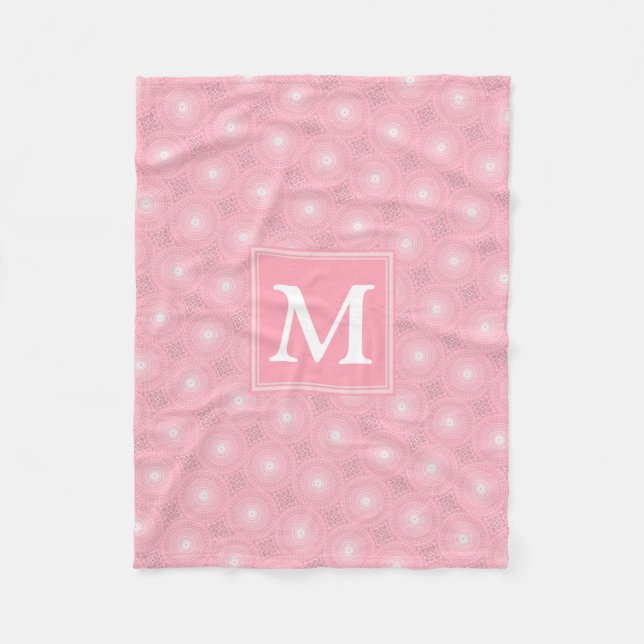 Couverture Polaire Monogramme rose cercles motif (Devant)