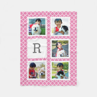 Couverture Polaire Monogramme rose de collage de photo personnalisé