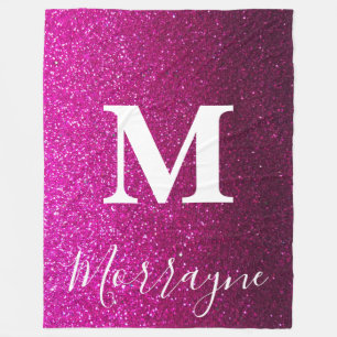 Couverture Polaire Monogramme rose Parties scintillant Ombre Princess