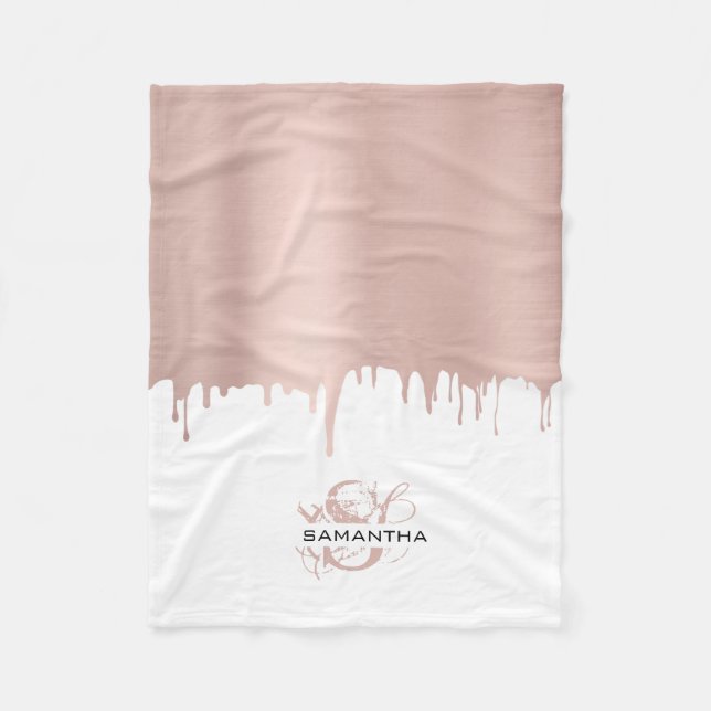 Couverture Polaire Monogramme Rose tendance Pink Gold (Devant)