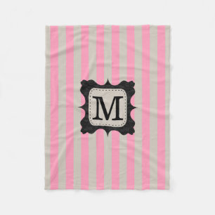 Couverture Polaire Monogramme rose vintage de coutume de noir de