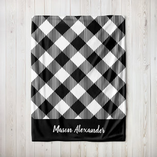 Couverture Polaire Monogramme Russe Black and White Buffalo Check