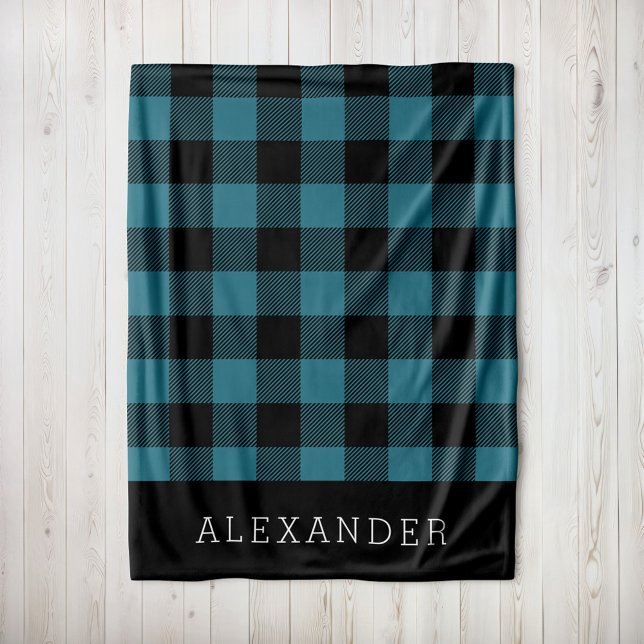 Couverture Polaire Monogramme Russe Bleu et Noir Buffalo Check (Créateur téléchargé)