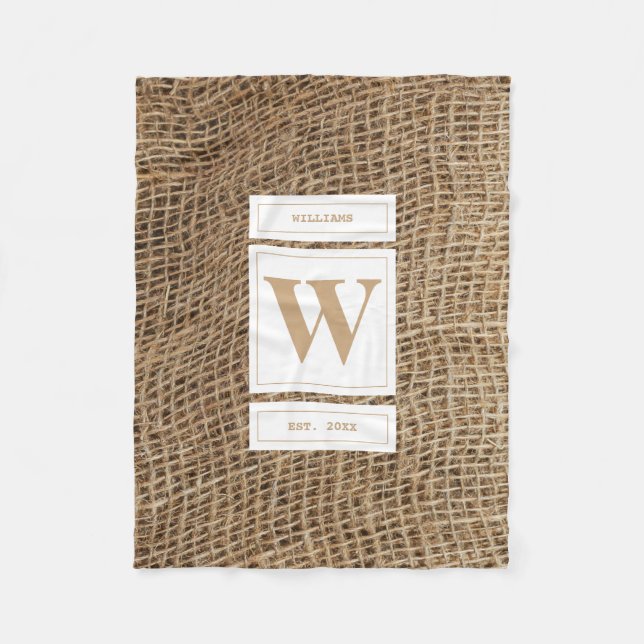 Couverture Polaire Monogramme Russe de Burlap initial (Devant)