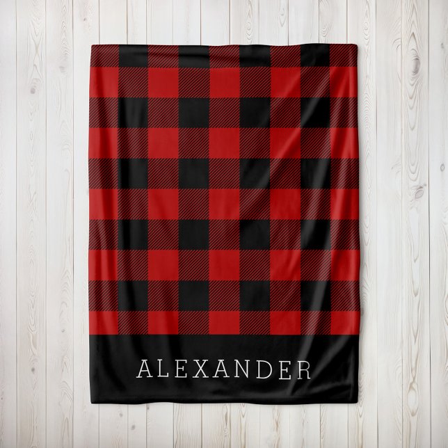 Couverture Polaire Monogramme Russe Rouge et Noir Buffalo Check (Créateur téléchargé)
