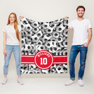 Couverture Polaire Monogramme Soccer Ball Sport Football Rouge Clair
