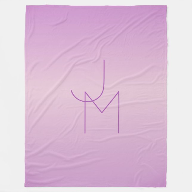 Couverture Polaire Monogramme superposé unique | Rose lavande doux (Devant)