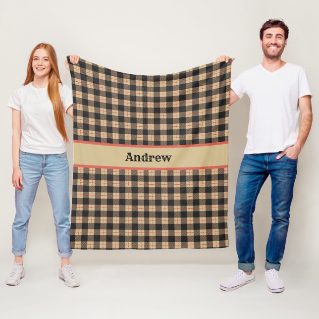 Couverture Polaire Monogramme Tan Brown Black Red Buffalo Plaid tenda (En situation)