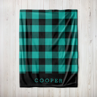 Couverture Polaire Monogramme turquoise et noir de contrôle du bison