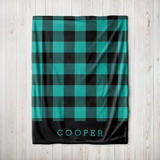 Couverture Polaire Monogramme turquoise et noir de contrôle du bison (Créateur téléchargé)