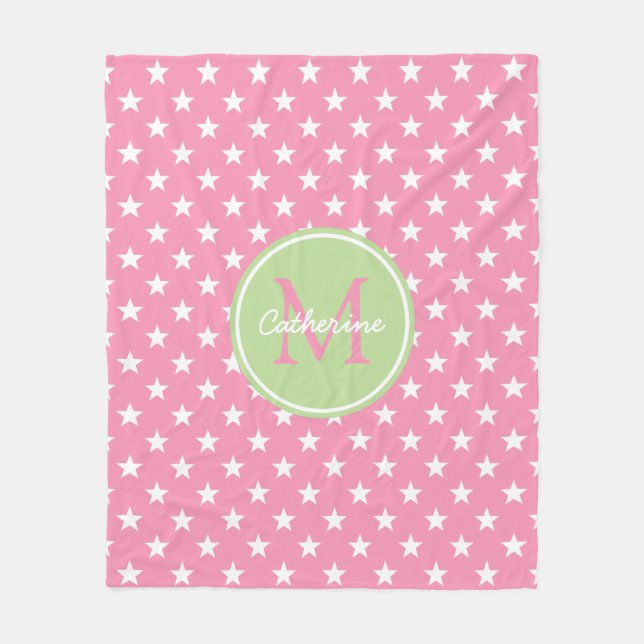 Couverture Polaire Monogramme vert rose et en bon état heureux (Devant)