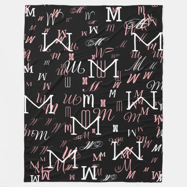 Couverture Polaire monogrammed moderne noir (Devant)
