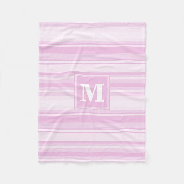 Couverture Polaire Monogrammes à rayures roses pour bébé (Devant)