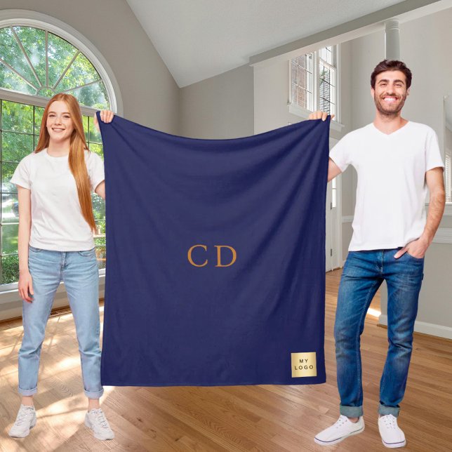 Couverture Polaire Monographie de l'entreprise de logo en or bleu mar (Créateur téléchargé)