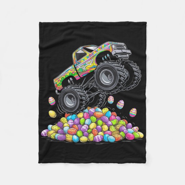 Couverture Polaire Monster Camion Ados de Pâques Garçons Enfants Lapi (Devant)