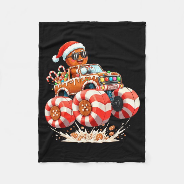 Couverture Polaire Monster Truck Gingerbread Man Christmas  (Devant)