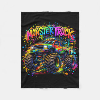 Couverture Polaire Monster truck retro colorful graffiti toddlers