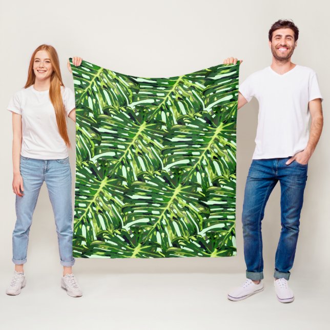 Couverture Polaire Monstera Feuille Blanche polaire Verdure (En situation)