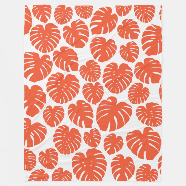 Couverture Polaire Monstera - Orange et blanc (Devant)