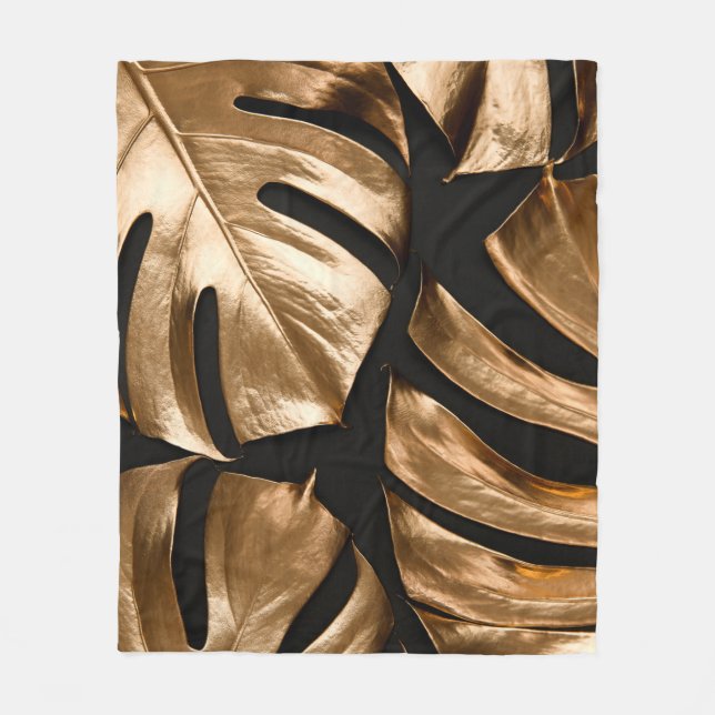 Couverture Polaire Monstère d'or feuille motif (Devant)
