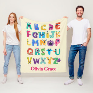 Couverture Polaire Monstre Personnalisé ABC Monstres Silly Alphabet