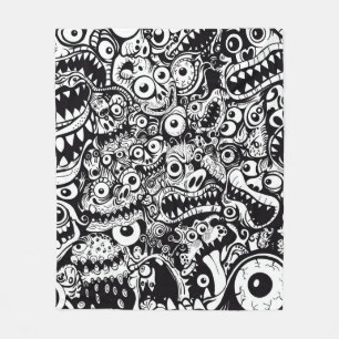 Couverture Polaire monstres motif laid abstrait effroi éffrayant dépl