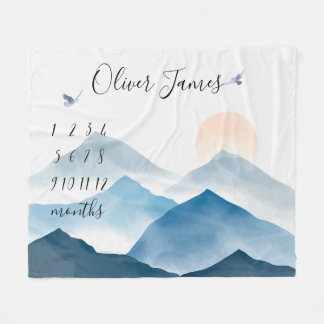 Couverture Polaire Montagne Bébé Jalon Blanche, Calendrier mensuel