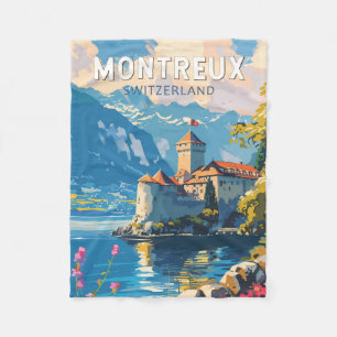 Couverture Polaire Montreux Suisse Travel Art Vintage