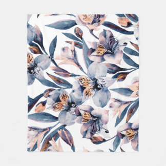 Couverture Polaire Moody Alstroemeria : Motif des fleurs d'aquarelle