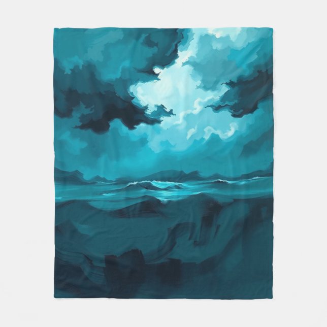Couverture Polaire Moody Ocean Waves Under Stormy Sky – Abstract Seas (Devant)