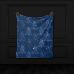 Couverture Polaire Moody Tree Motif Noël bleu marine classique