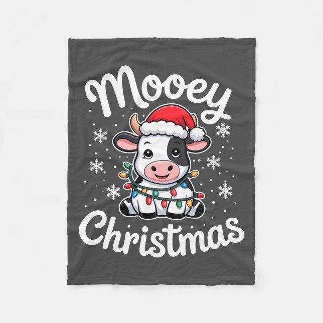 Couverture Polaire Mooey Christmas Cute Cow With Santa Hat And Holida (Devant)